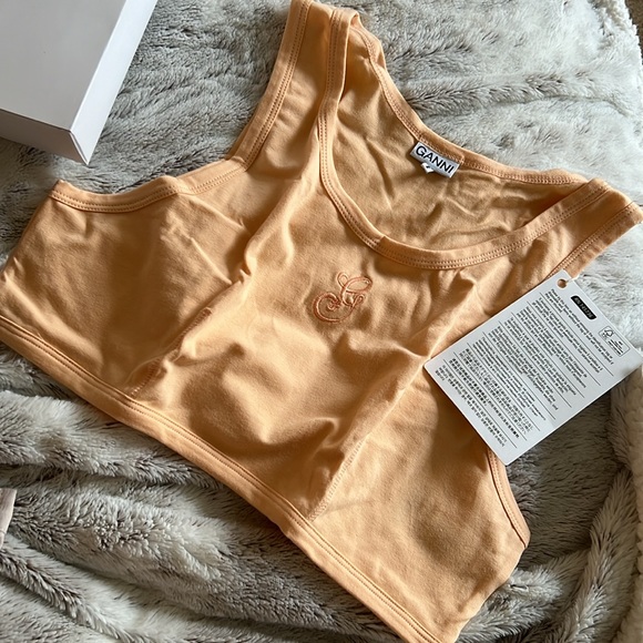 GANNI G EMBROIDERED BRALETTE PEACH FUZZ - Picture 2 of 5